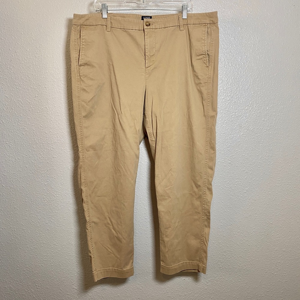 J. Crew Factory High Rise Girlfriend Chino Pants 18 Tan Minimalist Classic Work